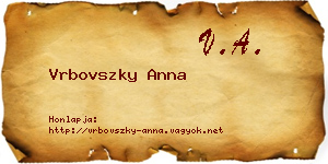 Vrbovszky Anna névjegykártya